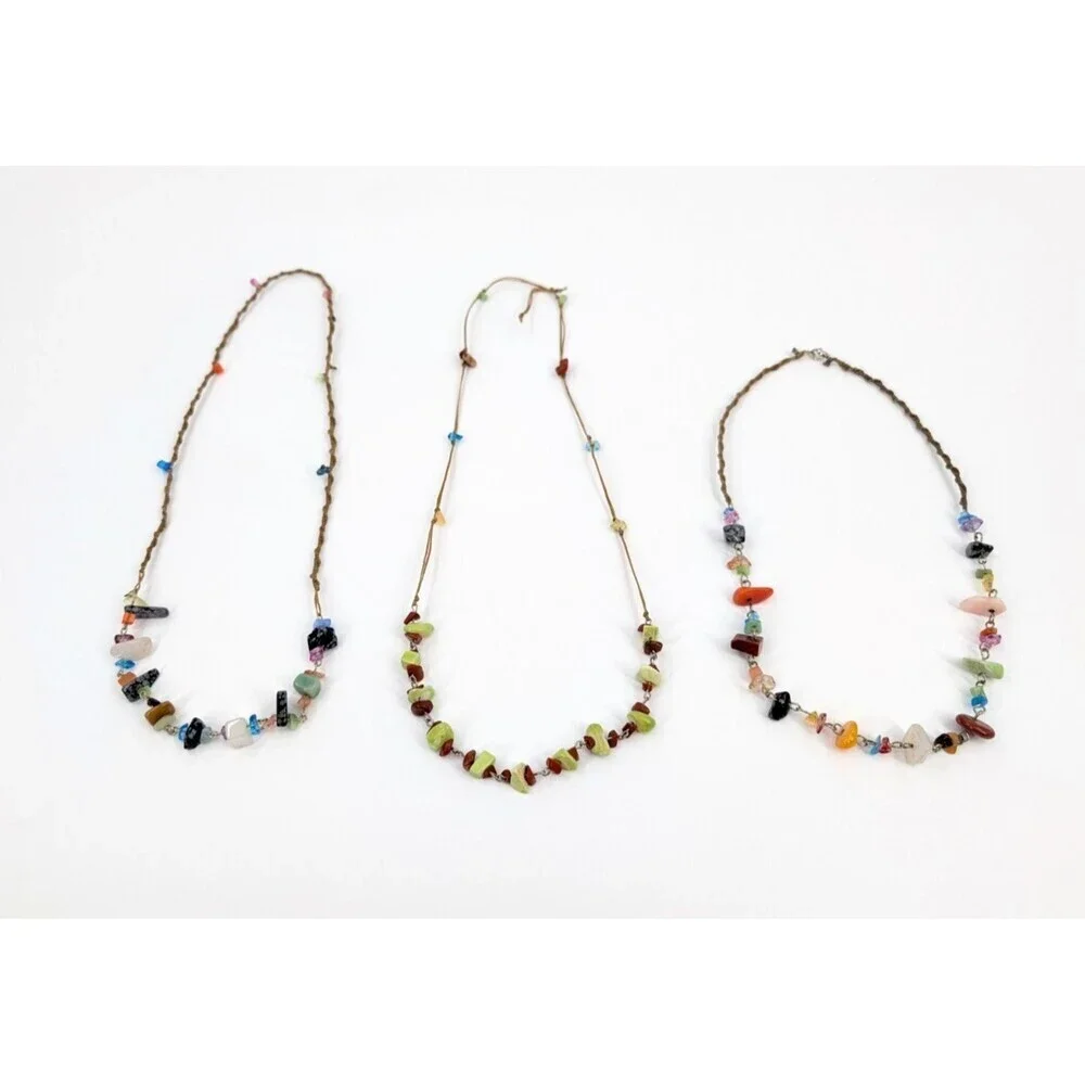 Boho Layered‎ Necklace Chunky Stones Handmade Statement Piece Coachella Festival